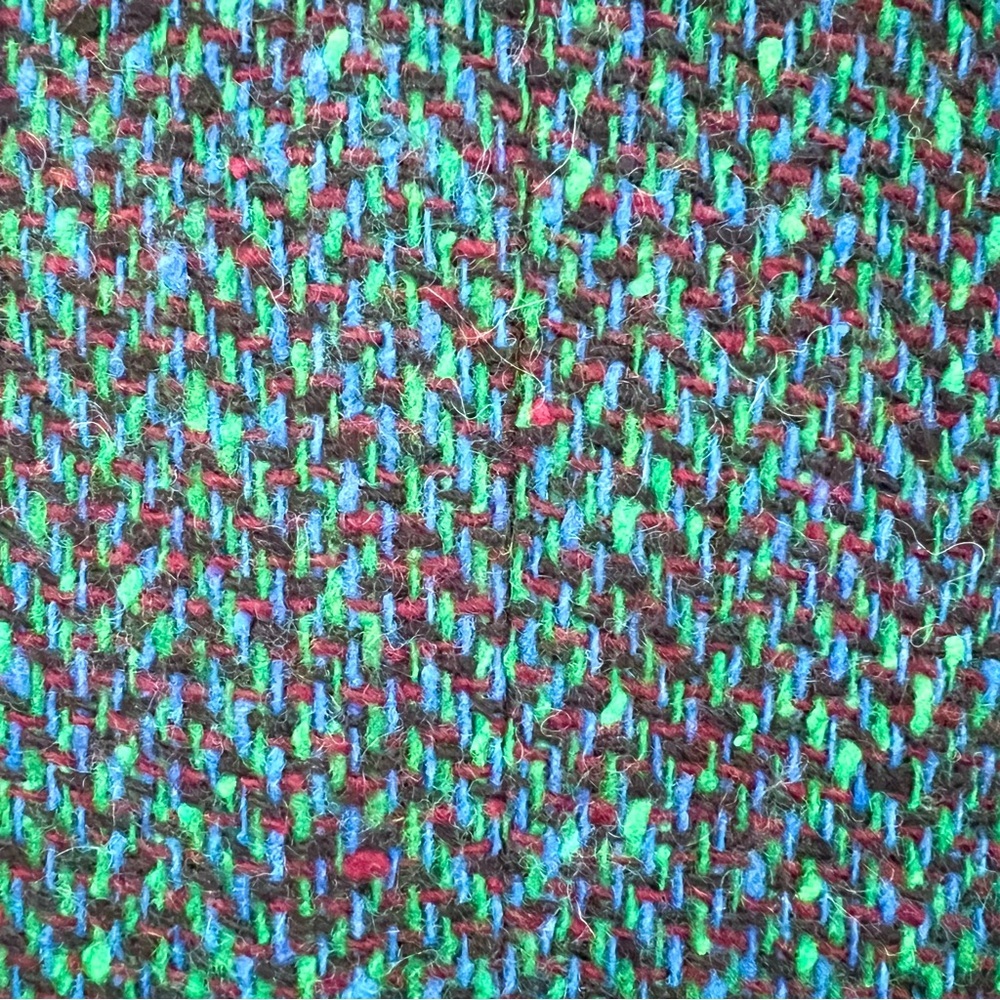 Vintage 80s 90s Saint Laurent Rive Gauche Teal Confetti Tweed Herringbone Blazer - Picture 10 of 11